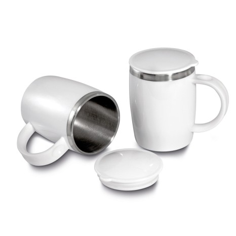 Caneca em Plástico e Inox 400Ml Personalizada 