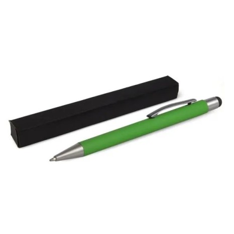 Caneta Esferográfica em Alumínio com Ponta Touch Verde Personalizada