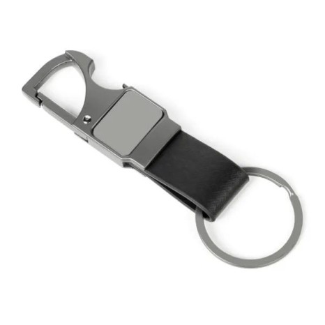 Chaveiro Mosquetão Cinza em Metal/Pu Personalizado