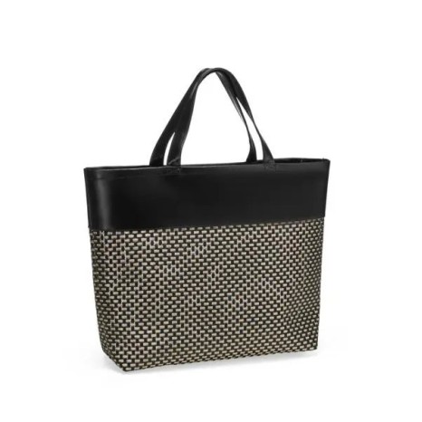 Sacola em PVC e Couro Sintético Preto/Xadrez Personalizado