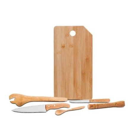 Kit para Bar em Bambu / Madeira Mônaco 6 Pçs Personalizado