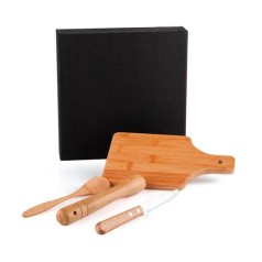 Kit para Caipirinha em Bambu / Madeira Iriza 4 Pçs Personalizado