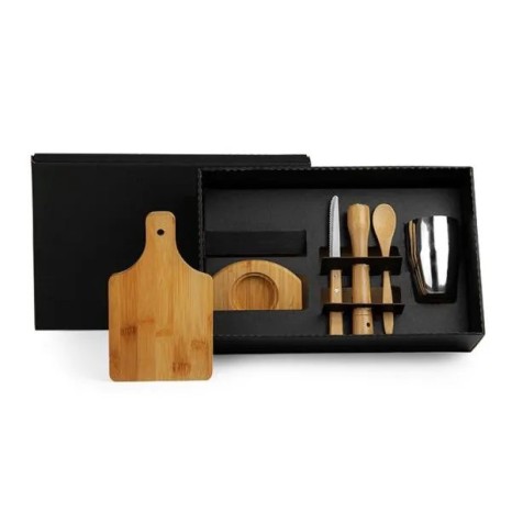 Kit para Caipirinha em Bambu / Madeira 0,35 L 6 Pçs Personalizado