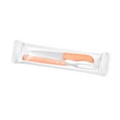 Kit de Garfo e Faca 7" em Bambu / Madeira / Inox 2 Pçs Personalizado