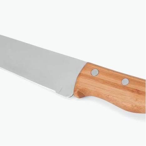 Conjunto de Garfo e Faca 7" em Bambu / Madeira / Inox Special Line 2 Pçs Personalizado