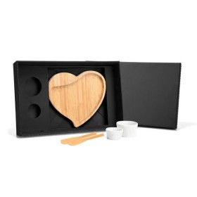 Kit para Petisco com Tábua Formato Coração 5 Pçs Personalizado