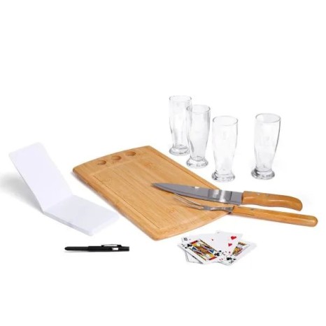 Kit Churrasco, Cerveja e Truco 10 Pçs com Jogo de Baralho Personalizado