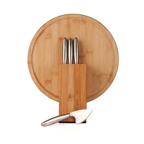 Conjunto para Queijo com Cepo em Bambu / Inox 6 Pçs Personalizado