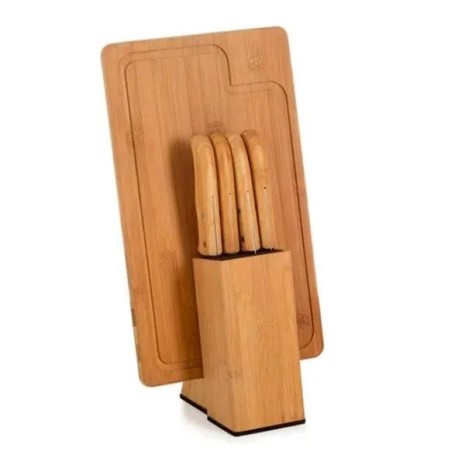 Conjunto para Cozinha com Cepo em Bambu / Madeira / Inox 6 Pçs Personalizado