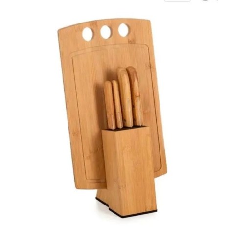 Conjunto para Cozinha com Cepo em Bambu / Inox 6 Pçs Personalizado
