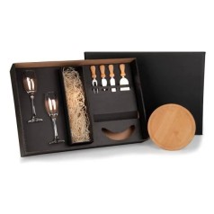 Kit Queijo e Champagne com Espaço para Garrafa 7 Pçs Não Acompanha Garrafa Personalizado