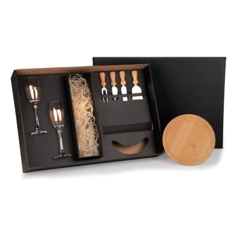 Kit Queijo e Champagne com Espaço para Garrafa 7 Pçs Não Acompanha Garrafa Personalizado