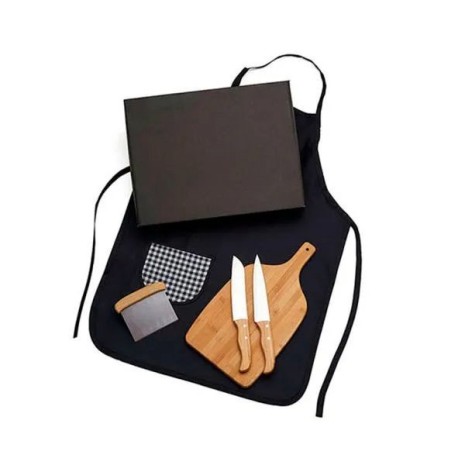 Kit para Cozinha em Bambu / Inox com Espátula Multiuso 4 Pçs Personalizado