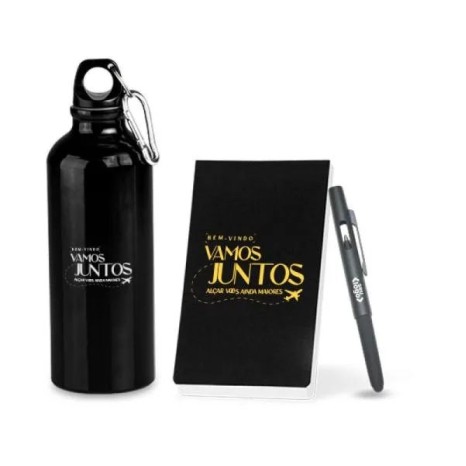 Kit com Squeeze, Caneta e Bloco 3 Pçs Personalizado