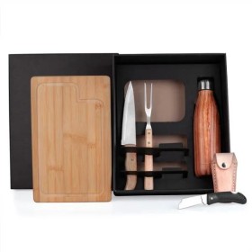 Kit Churrasco com Garrafa, Canivete e Bainha 6 Pçs Personalizado