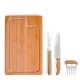 Kit para Churrasco em Bambu / Madeira / Inox 4 Pçs Personalizado