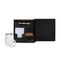 Kit Copo Térmico e Acessórios Branco 3 Pçs Personalizado