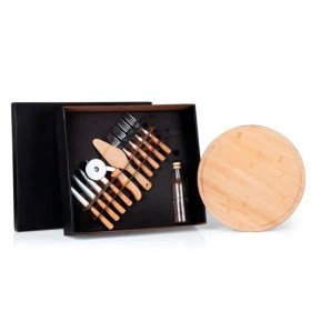Conjunto para Pizza em Bambu 35 cm 12 Pçs Personalizado