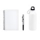 Kit com Squeeze, Caneta e Caderno Branco 3 Pçs Personalizado
