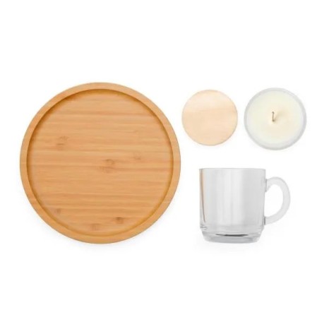 Kit para Café com Vela Aromatizada 3 Pçs Personalizado