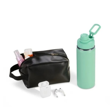 Kit Garrafa, Necessaire e Fone 3 Pçs Personalizado