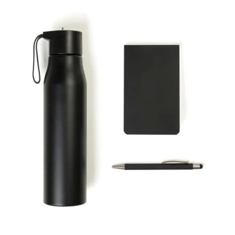 Kit Garrafa, Bloco para Anotações e Caneta 3 Pçs Personalizado