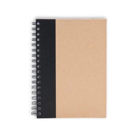 Caderno Pautado com Wire-O 23X18cm Bege/Preto Personalizado