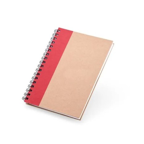 Caderno Pautado com Wire-O 23X18cm Bege/Vermelho Personalizado