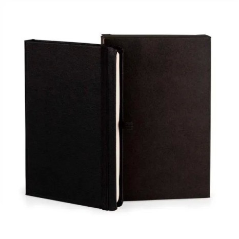 Caderneta Sem Pauta Preto 14X21 cm Personalizada
