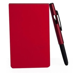 Bloco para Anotações com Caneta Vermelho Personalizado
