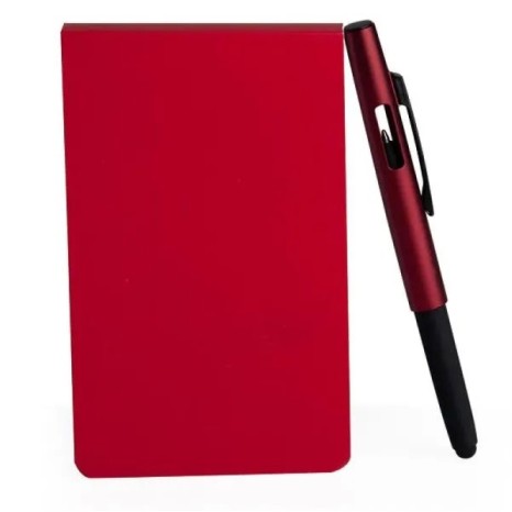 Bloco para Anotações com Caneta Vermelho Personalizado