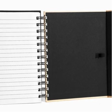 Caderno Espiral com Capa Dura Preto / Bege Personalizado