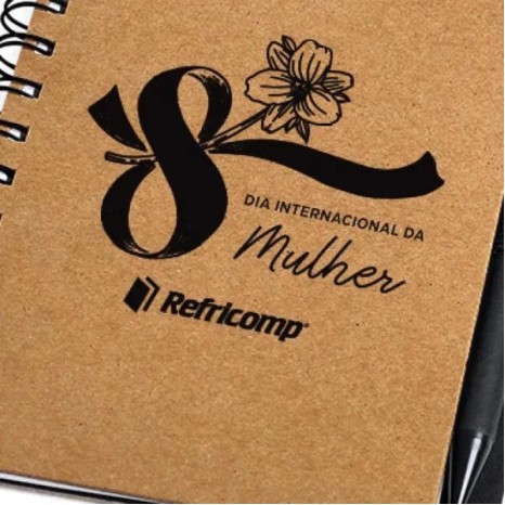 Caderno Espiral com Capa Dura e Caneta Reciclados Personalizado