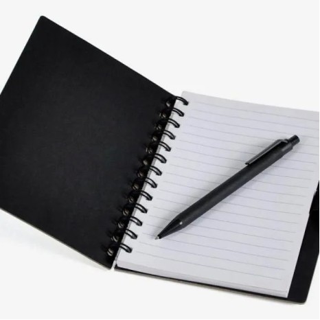 Caderno Espiral com Capa Dura e Caneta Reciclados Personalizado