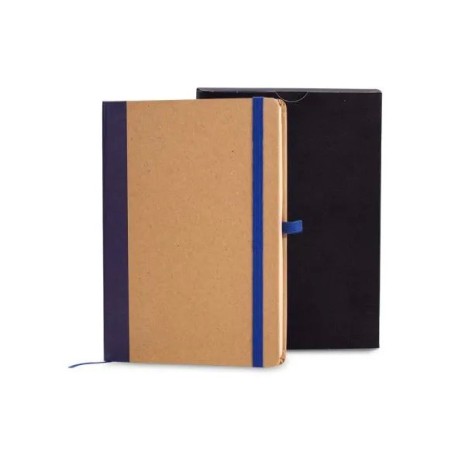 Caderneta Sem Pauta 12,2X17cm Bege/Azul Personalizada