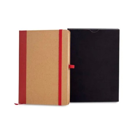 Caderneta Sem Pauta 12,2X17cm Bege/Vermelho Personalizada