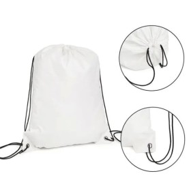 Mochila Sacola em Nylon 190D Branca 42X32cm Personalizado