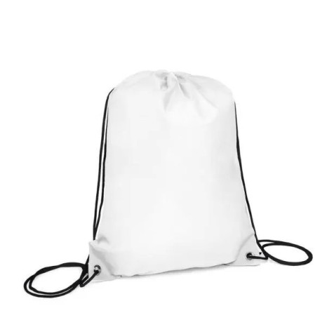 Mochila Sacola em Nylon 190D Branca 42X32cm Personalizado