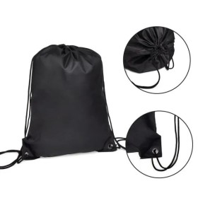 Mochila Sacola em Nylon 190D Preta 42X32cm Personalizado