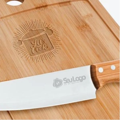 Conjunto para Cozinha em Bambu / Madeira / Inox Oregon 4 Pçs Personalizado
