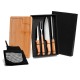 Kit para Churrasco em Bambu / Madeira / Inox com Avental 6 Pçs Personalizado