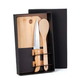Kit para Cozinha em Bambu / Inox 3 Pçs Personalizado