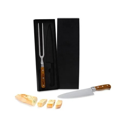 Conjunto para Churrasco Premium em Bambu / Madeira / Inox 3 Pçs Personalizado