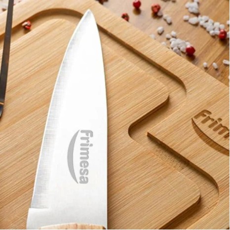 Conjunto para Churrasco em Bambu / Inox / Madeira 3 Pçs, Personalizado