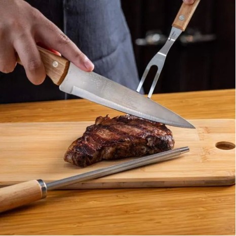 Conjunto para Cozinha em Bambu / Madeira / Inox 4 Pçs Personalizado