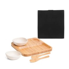 Conjunto para Petiscos e Patês em Bambu/Fibra de Bambu-5 Pçs Personalizado