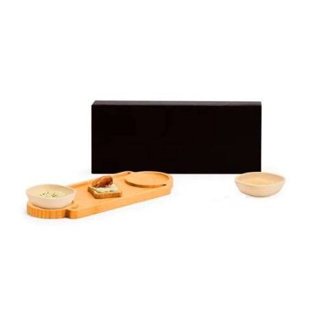Conjunto para Petiscos em Bambu/Fibra de Bambu 3 Pçs Exclusive Personalizado