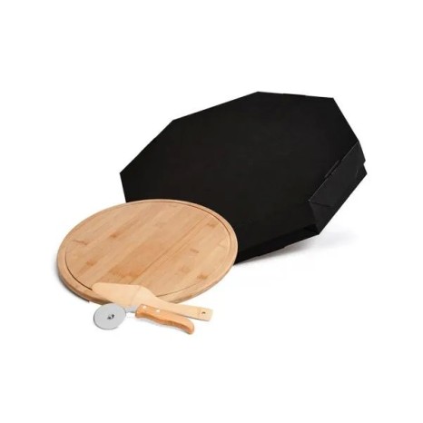 Conjunto para Pizza em Bambu 35 cm 3 Pçs Personalizado