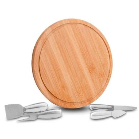 Conjunto para Queijo em Bambu / Inox 5 Pçs Personalizado