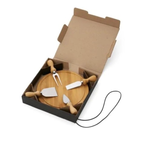 Conjunto para Queijo em Bambu / Madeira / Inox 5 Pçs Personalizado